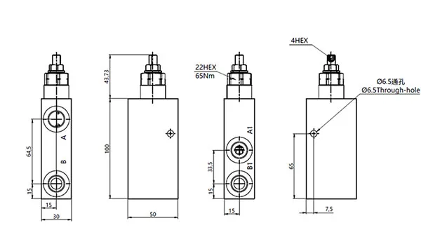 MCBS-08 Single Counterbalance Valve with Pipe Thread