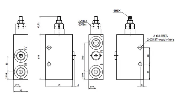 MCBS-10 Single Counterbalance Valve with Pipe Thread