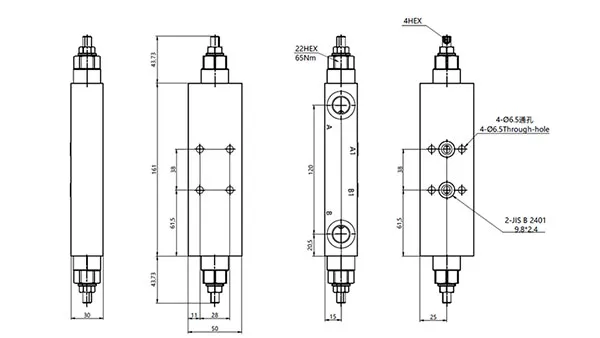 MCBS-08 Dual Counterbalance Valve with Flange