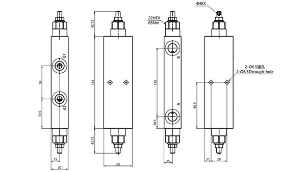 MCBS-08 Dual Counterbalance Valve with Pipe Thread