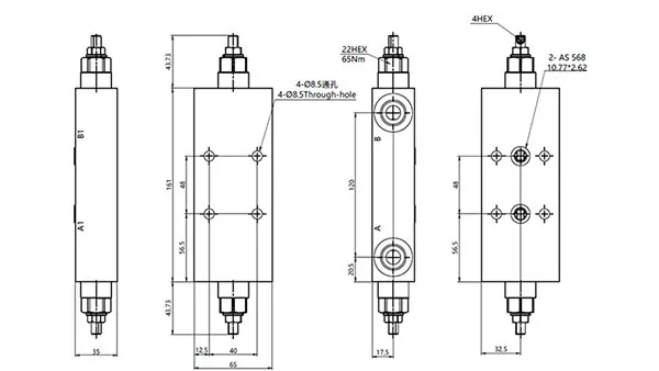MCBS-10 Dual Counterbalance Valve with Flange