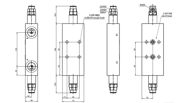 MCBS-12 Dual Counterbalance Valve with Flange