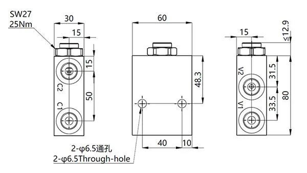 MPCS-08 Single Pilot Operated Check Valve with Pipe Thread