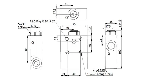 MPCS-10 Single Pilot Operated Check Valve with Flange