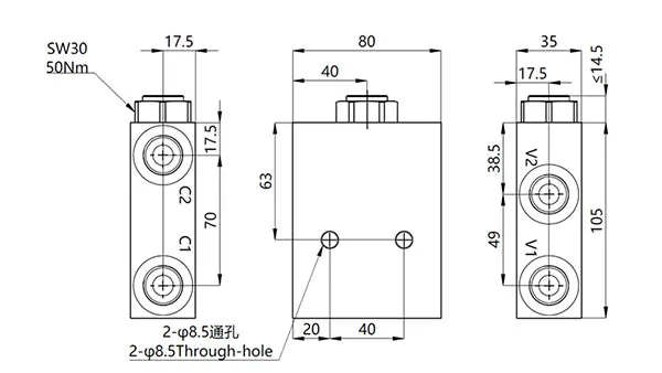 MPCS-10 Single Pilot Operated Check Valve with Pipe Thread