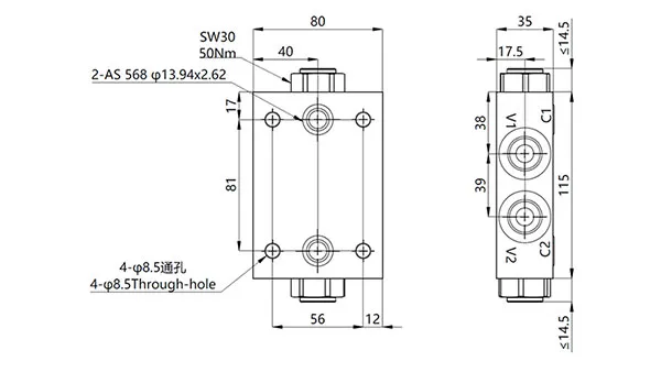 MPCS-10 Dual Pilot Operated Check Valve with Flange