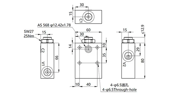 MPCS-08 Single Pilot Operated Check Valve with Flange
