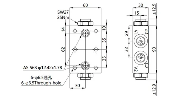 MPCS-08 Dual Pilot Operated Check Valve with Flange
