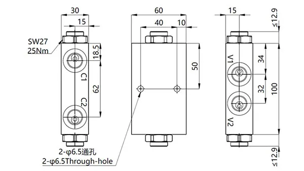 MPCS-08 Dual Pilot Operated Check Valve with Pipe Thread