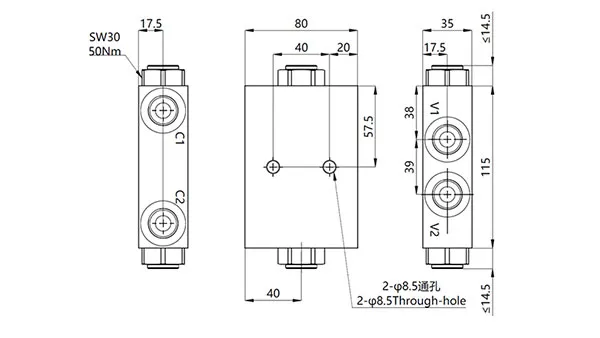 MPCS-10 Dual Pilot Operated Check Valve with Pipe Thread